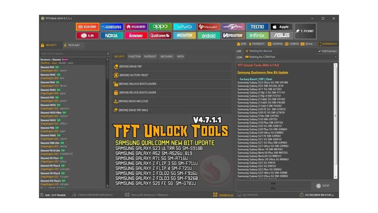 TFT Unlock Tools 2025 Samsung Qualcomm New Bit Update